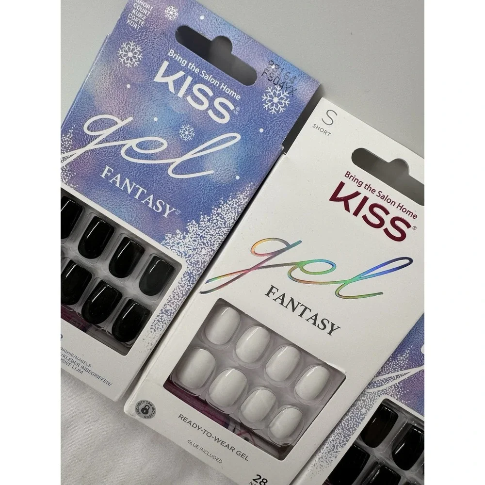 KISS GEL Fantasy Press on Nails,  THREE Sets! Black And White Halloweeen